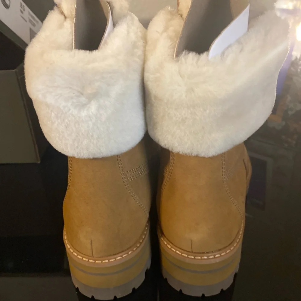 Timberland Women's Courmayeur Valley 6-Inch Waterproof Faux-Fur Boots.
